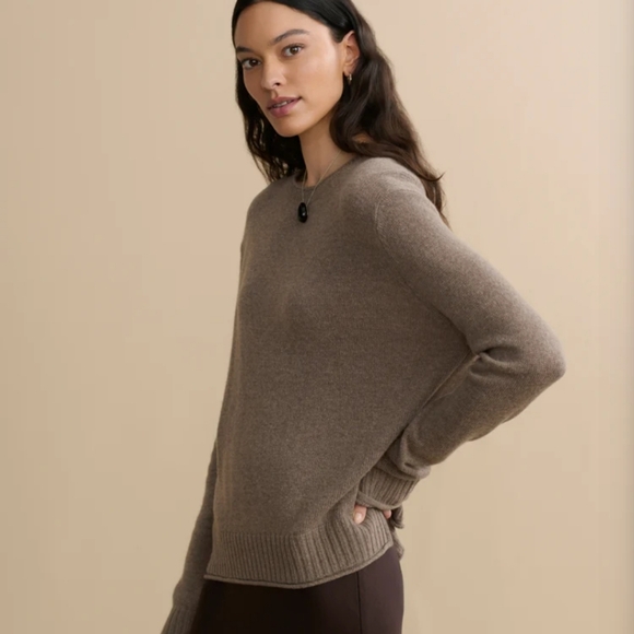 Jenni Kayne Everyday Sweater Taupe Wool Cashmere Blend Quiet Luxury Pullover L - Picture 3 of 10